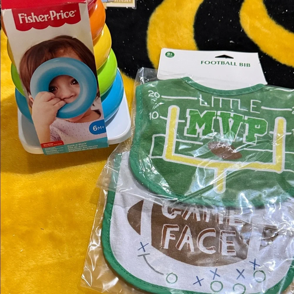 Fisher-Price Stacking Rings and MVP Bib Set